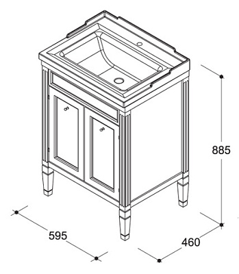 Тумба с раковиной Caprigo Альбион 60 BIANCO Light Vintage