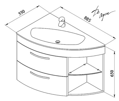 Тумба с раковиной De Aqua Трио Люкс  L
