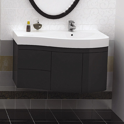 Тумба с раковиной Aquanet Сопрано 2-95  черная R