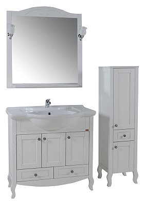 Мебель для ванной ASB-Mebel Флоренция 85 Массив ясеня белая патина серебро