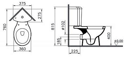 Унитаз угловой VitrA Arkitekt