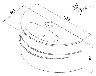 Тумба с раковиной De Aqua Эскалада 117 с ручкой