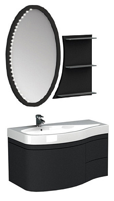 Тумба с раковиной Aquanet Опера 1-115  черная с ящиком L
