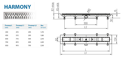 Водоотводящий желоб ALPEN Harmony ALP-750HN с рамкой