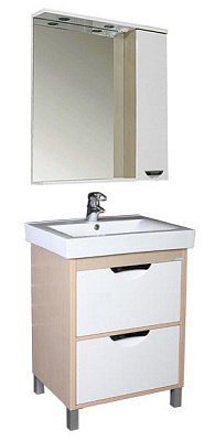 Тумба с раковиной Aquanet Гретта 60  2 ящика светлый дуб