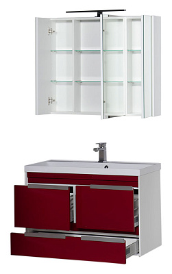 Тумба с раковиной Aquanet Тиволи 100 бордо