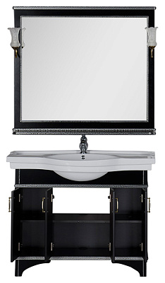 Мебель для ванной Aquanet Валенса 110 черный краколет/серебро