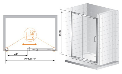 Душевая дверь в нишу Cezares Porta BF1 120 C Cr