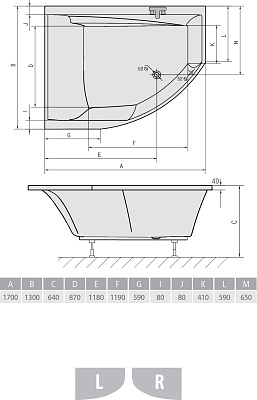 Акриловая ванна ALPEN Tandem 170 L