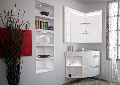 Тумба с раковиной De Aqua Трио Люкс белая R