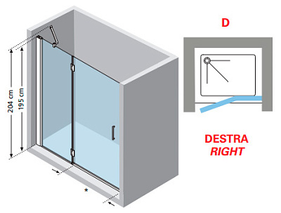 Душевая дверь в нишу Novellini Louvre 2P LOUVR2P140D-1K