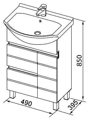 Тумба с раковиной Aquanet Доминика 55 белая