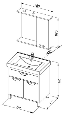 Мебель для ванной Aquanet Гретта 75 белая