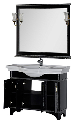 Мебель для ванной Aquanet Валенса 110 черный краколет/серебро