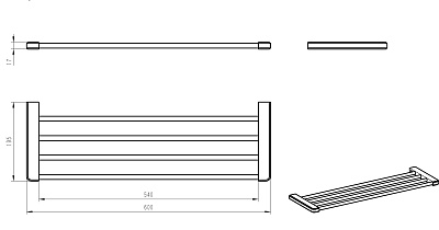 Полка для полотенец WONZON & WOGHAND, Черный матовый WW-V3901-MB