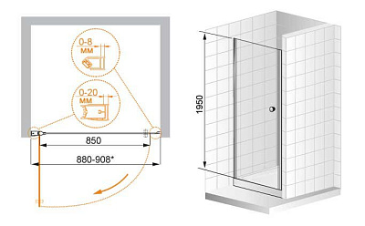 Душевая дверь в нишу Cezares Elena B11 40/80 C Cr L