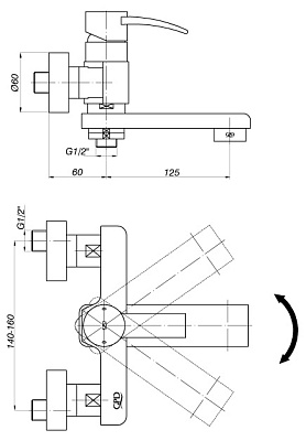Смеситель GPD Aduro MBB95 для ванны с душем