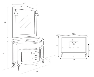 Тумба с раковиной Cezares Andama ciliegio anticato
