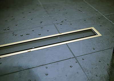 Confluo Premium Gold Black Glass Line 750 Линейный трап PESTAN