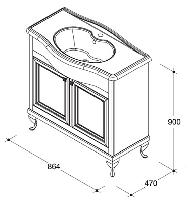 Тумба с раковиной Caprigo Порто 90 NOCE SCURO