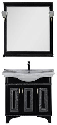 Тумба с раковиной Aquanet Валенса 90 черный краколет/серебро