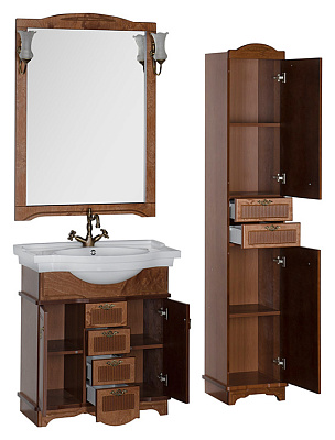 Тумба с раковиной Aquanet Луис 80 NEW темный орех