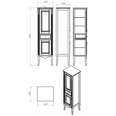 Шкаф-пенал Timo Aura M-VR bianco/silver
