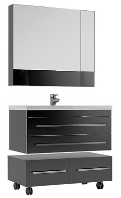 Тумба с раковиной Aquanet Верона 100 подвесная черная