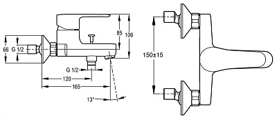 Смеситель Jacob Delafon July E16033-4-CP для ванны с душем